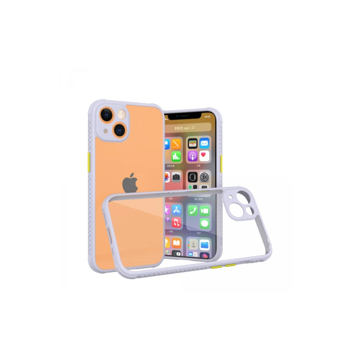 NEWFACE iPhone 13 Mini Uyumlu Miami Şeffaf Silikon Telefon Kılıfı Lila