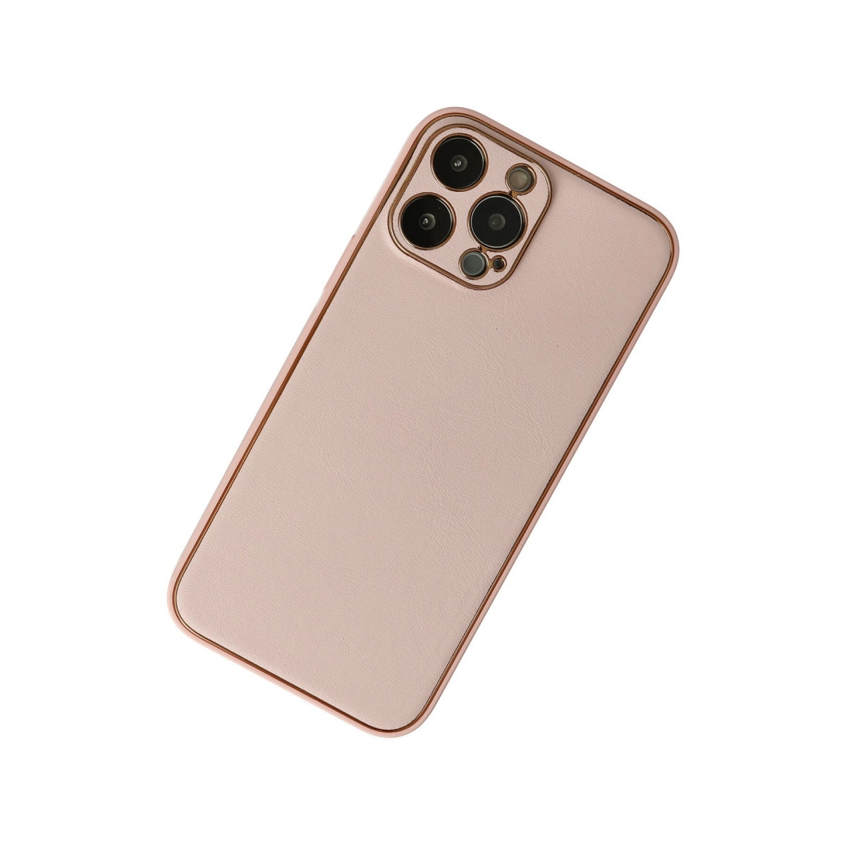 Beyaz arka plan üzerinde kamera kesimli pembe telefon kılıfı.