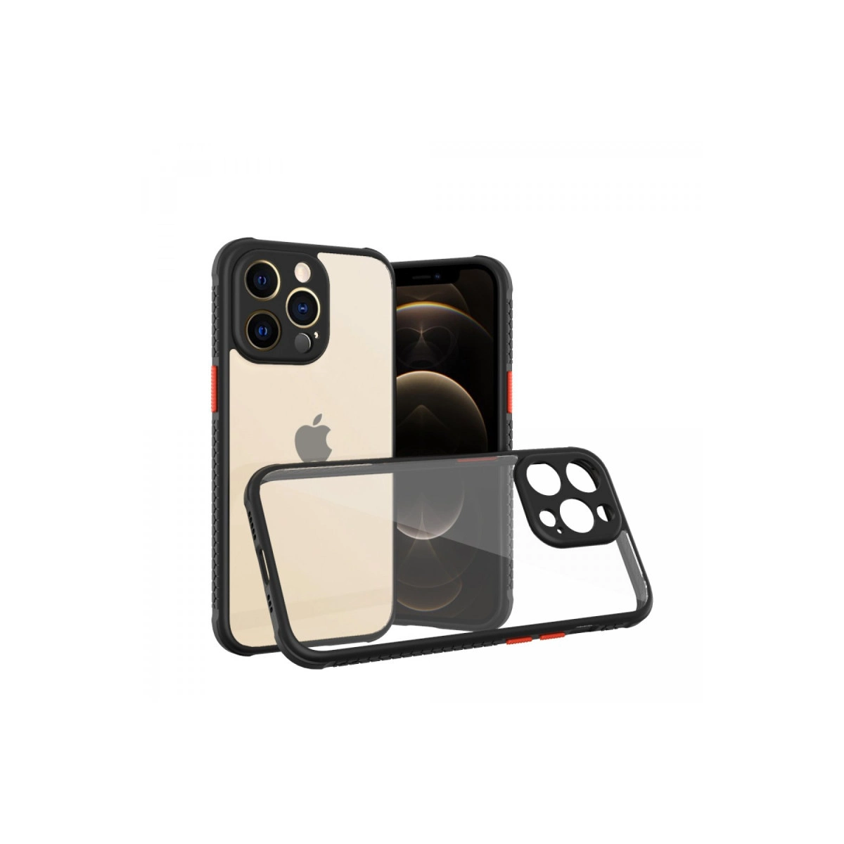 NEWFACE iPhone 13 Pro Uyumlu Miami Şeffaf Silikon Telefon Kılıfı Siyah
