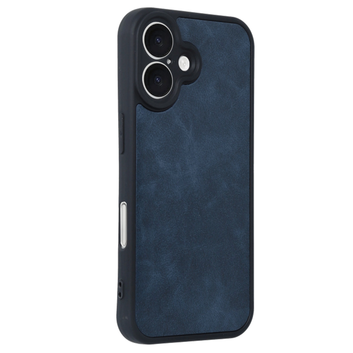 Arkada iki kamerası olan lacivert telefon kılıfı.