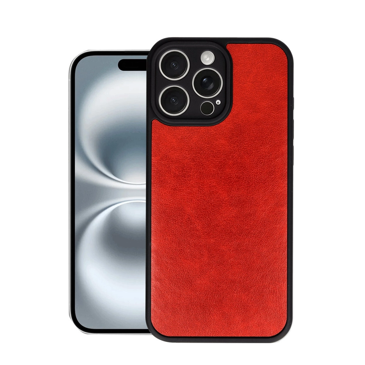 NEWFACE iPhone 16 Pro Uyumlu Aras Deri Kapak Telefon Kılıfı Kırmızı