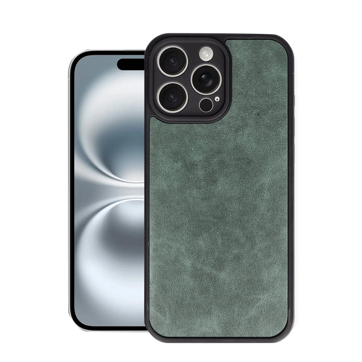 NEWFACE iPhone 16 Pro Uyumlu Aras Deri Kapak Telefon Kılıfı Koyu Yeşil