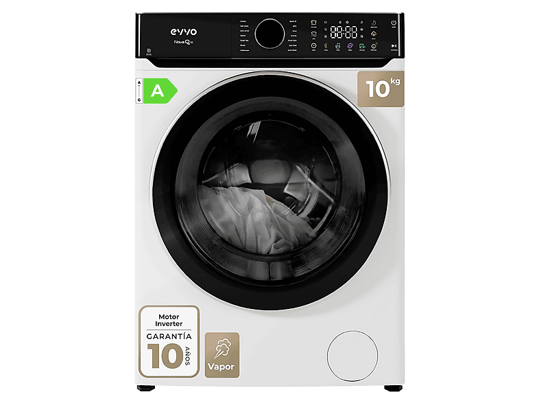 Lavadora carga frontal | EVVO Nova Q10, 10 kg, 14 programas, Blanco ...