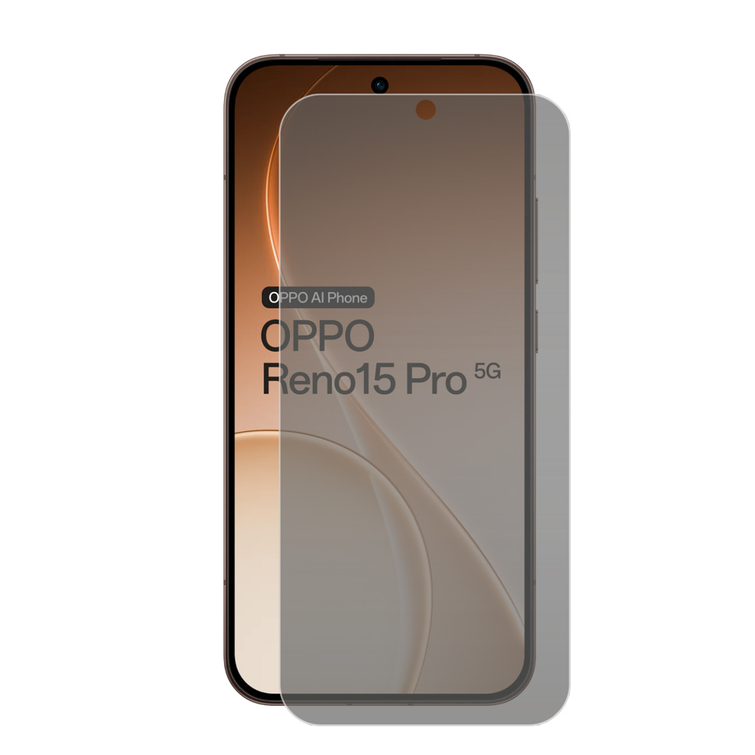 Un protecteur d'écran recouvre un téléphone Oppo Reno 15 Pro 5G.