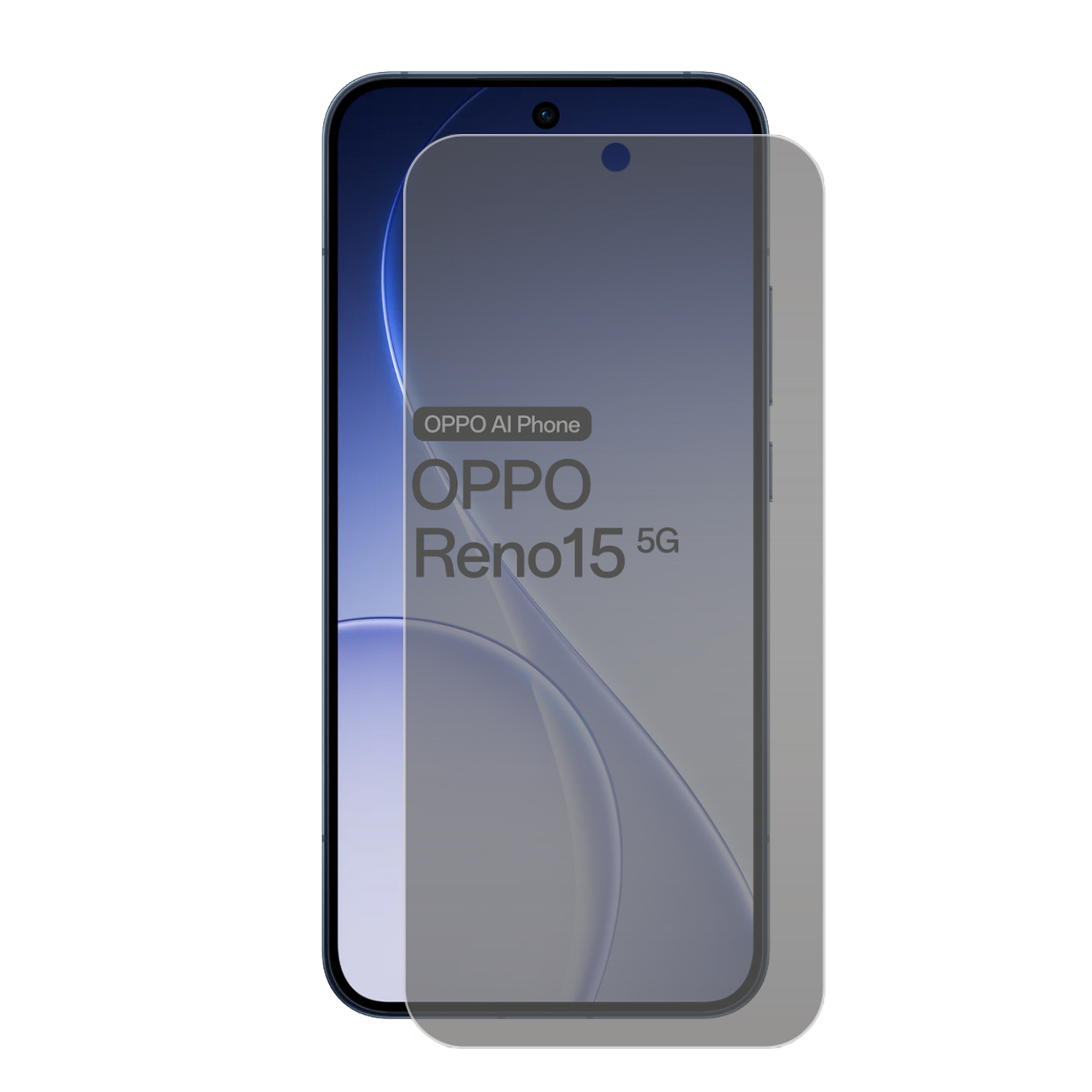 Un téléphone OPPO Reno15 5G avec protecteur d'écran.