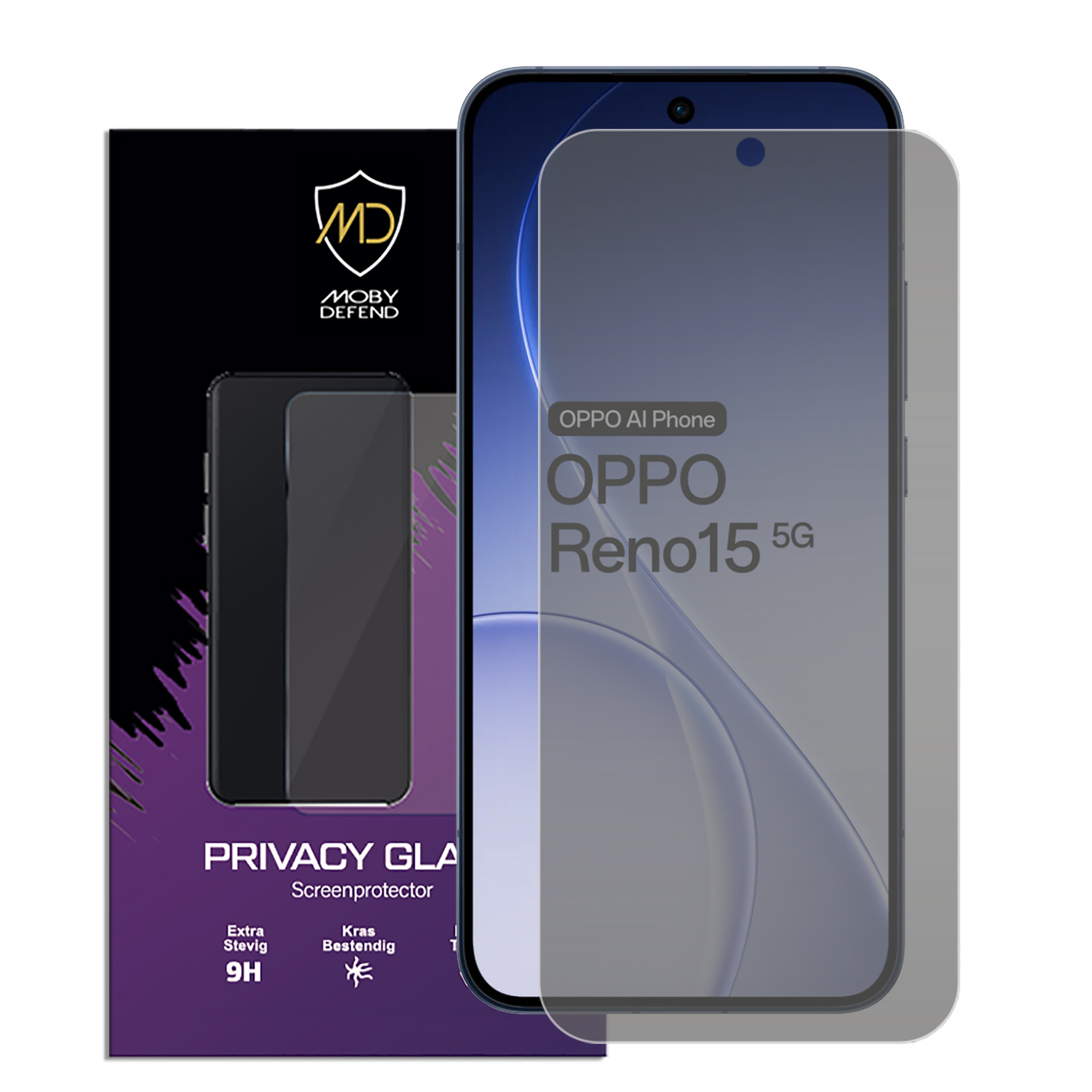 Protecteur d'écran de confidentialité pour Oppo Reno15 5G, logo MD.
