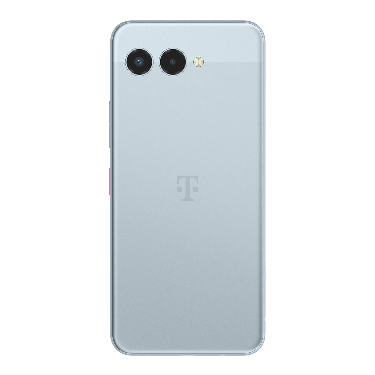 Uno smartphone azzurro con due fotocamere e il logo T-Mobile.