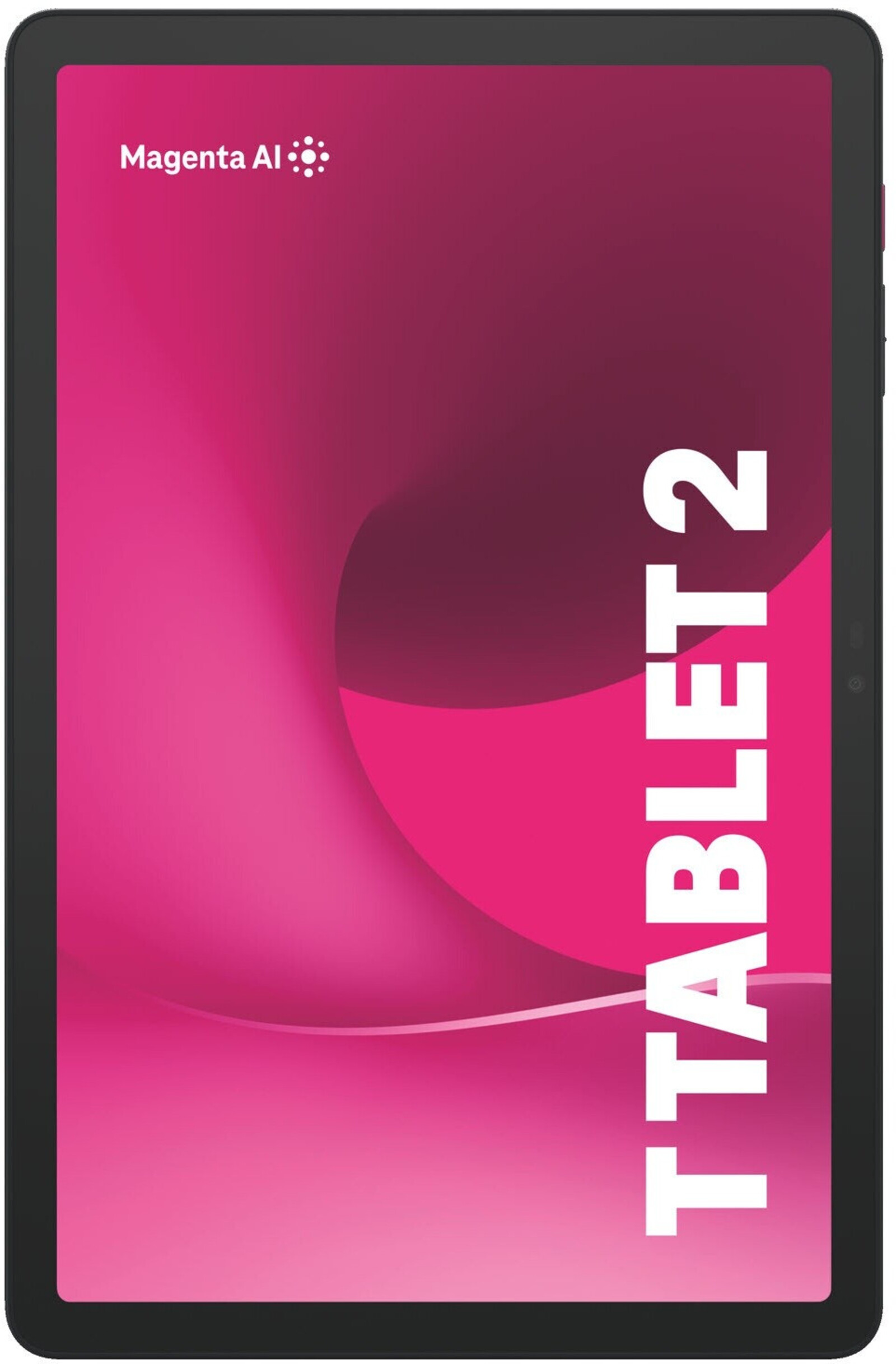 Ein Tablet mit Magenta AI Logo und "TTABLET 2" in Weiß auf pinkem Hintergrund.