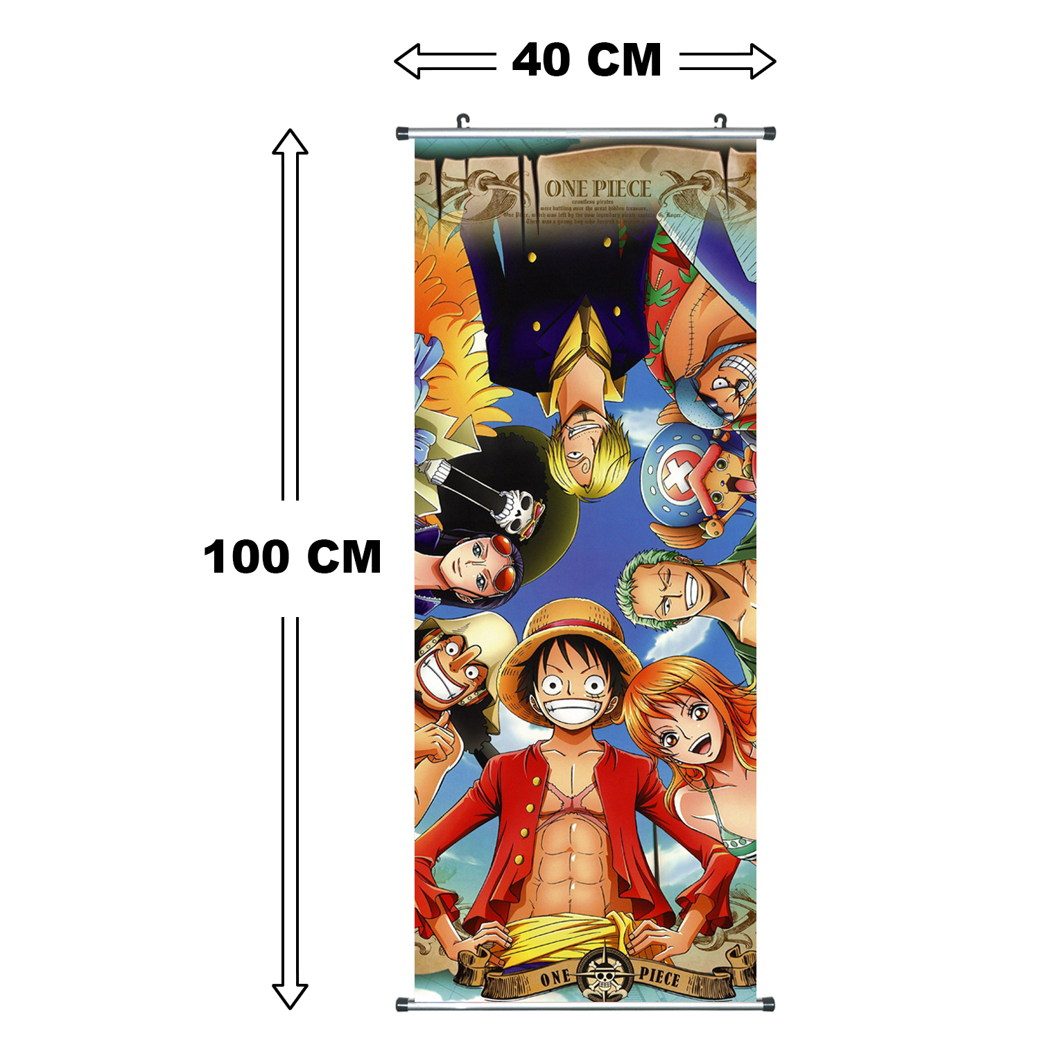One Piece-Poster mit Charakteren, ca. 100x40 cm.