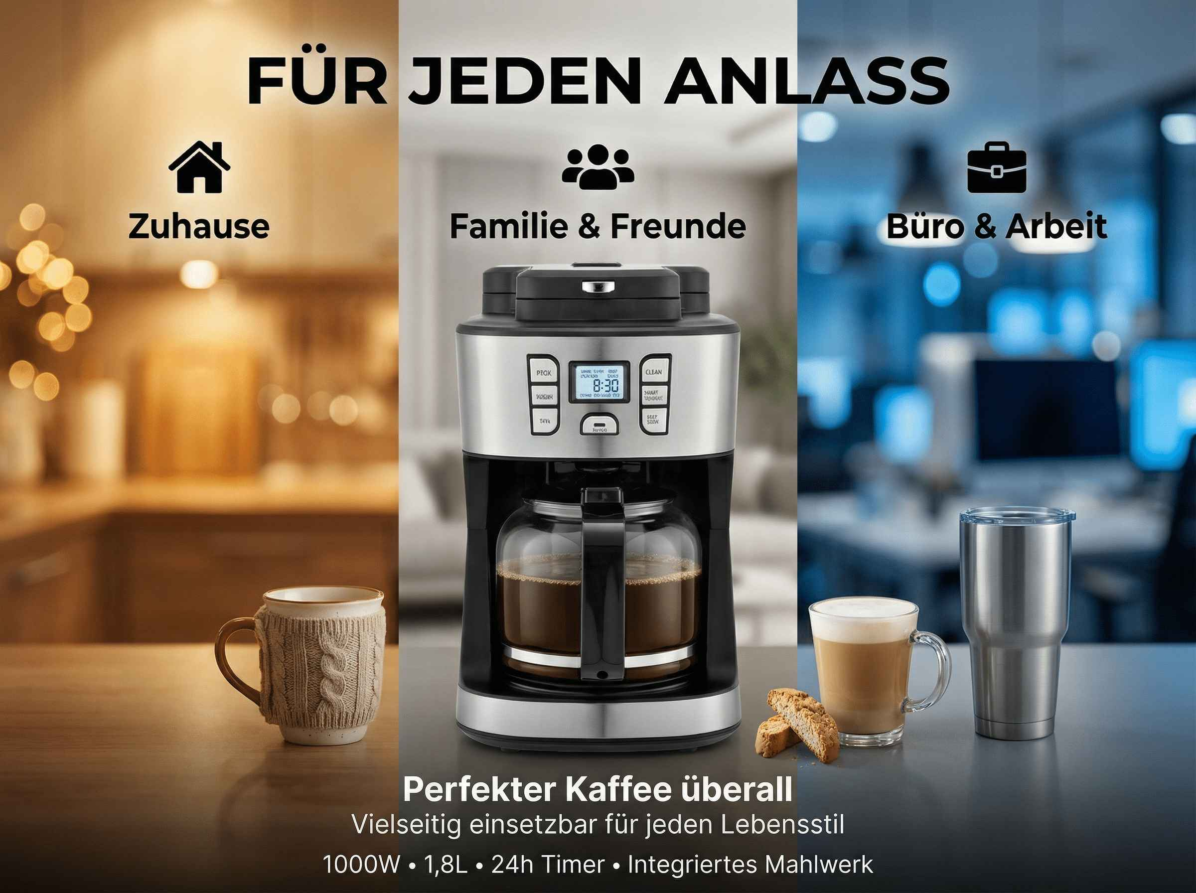 Kaffeemaschine für Zuhause, Familie & Freunde, Büro & Arbeit.
