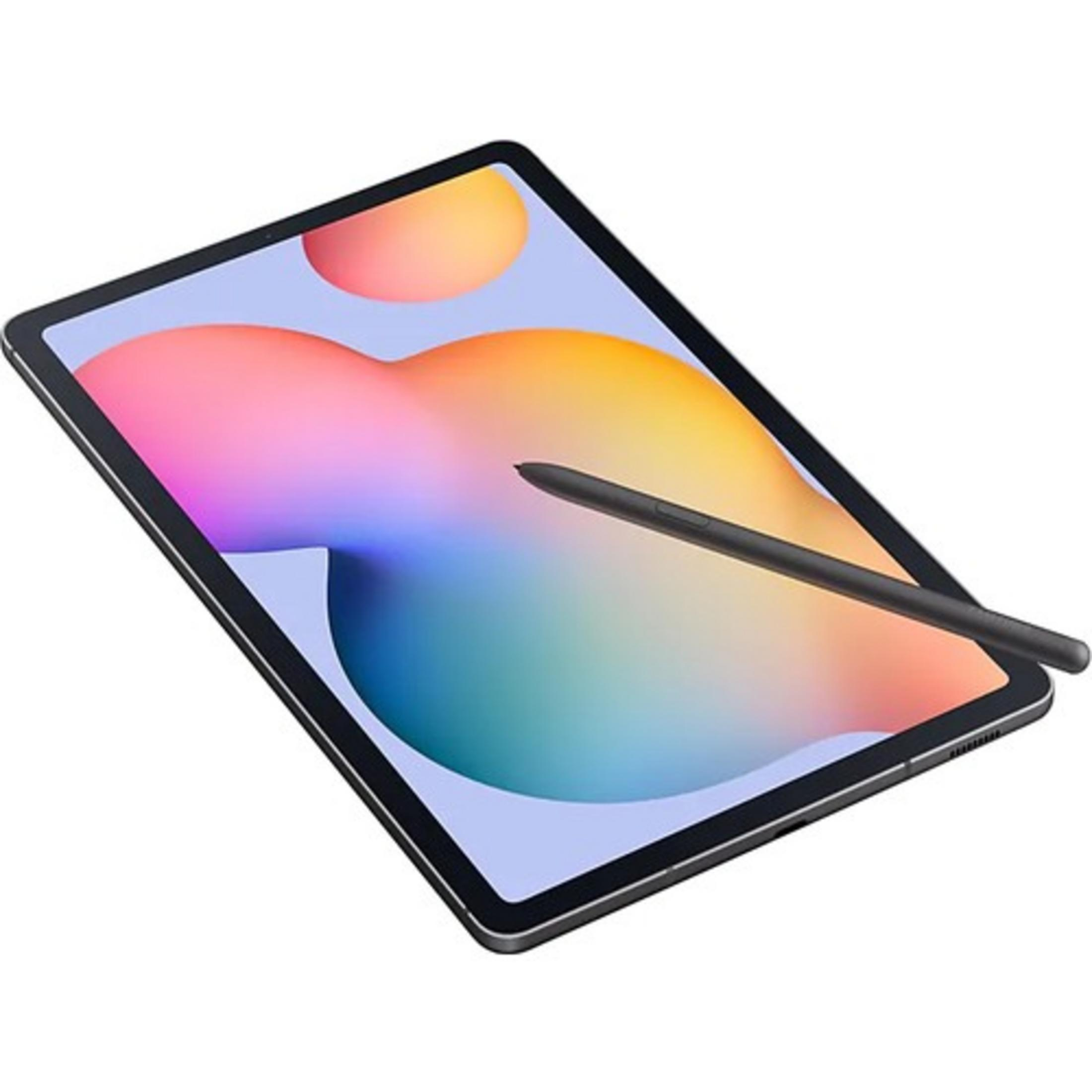Renkli arka plana sahip bir tablette siyah bir kalem duruyor.