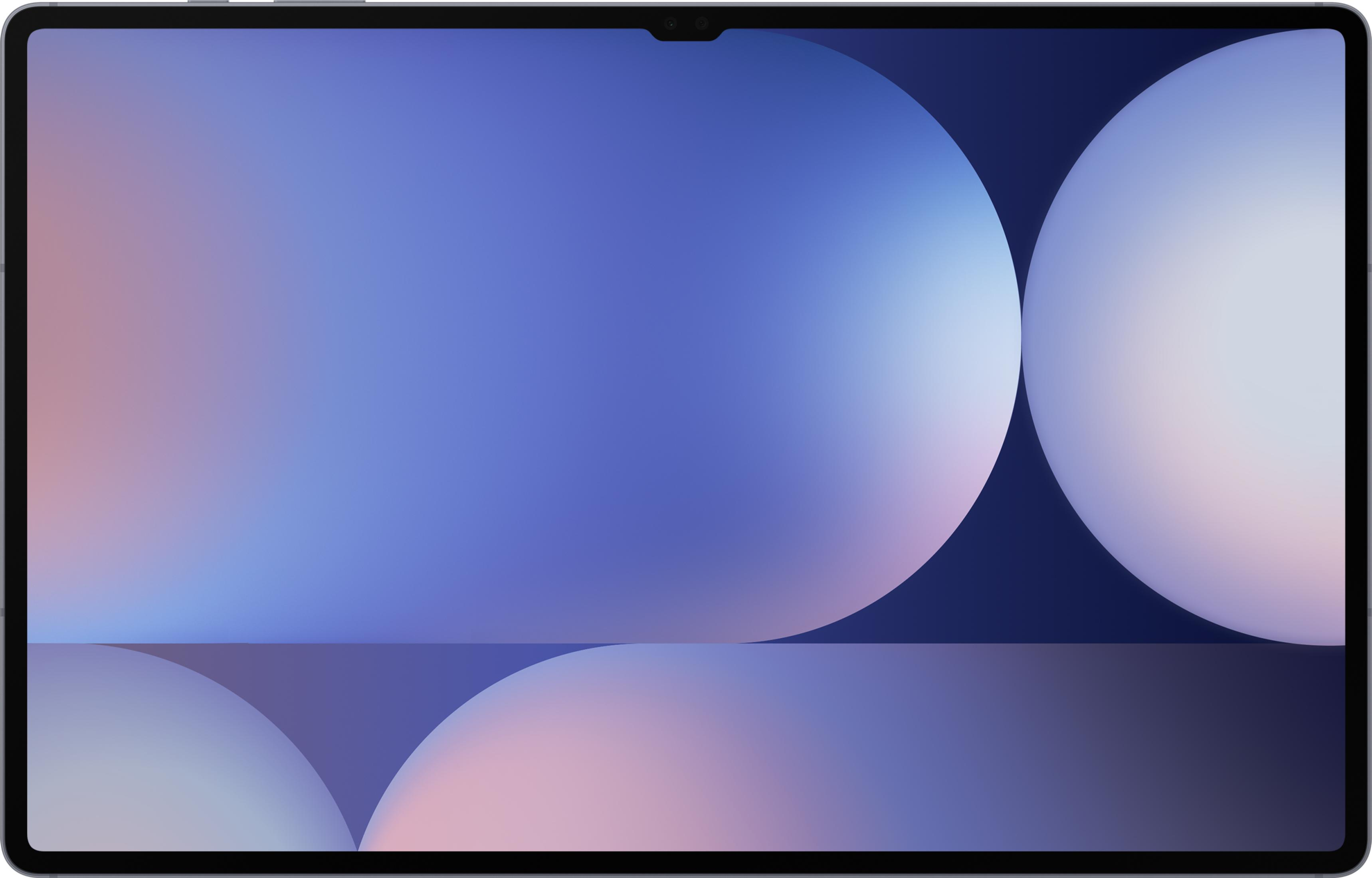 Abstrakcyjna tapeta z niebieskimi i różowymi kulami.