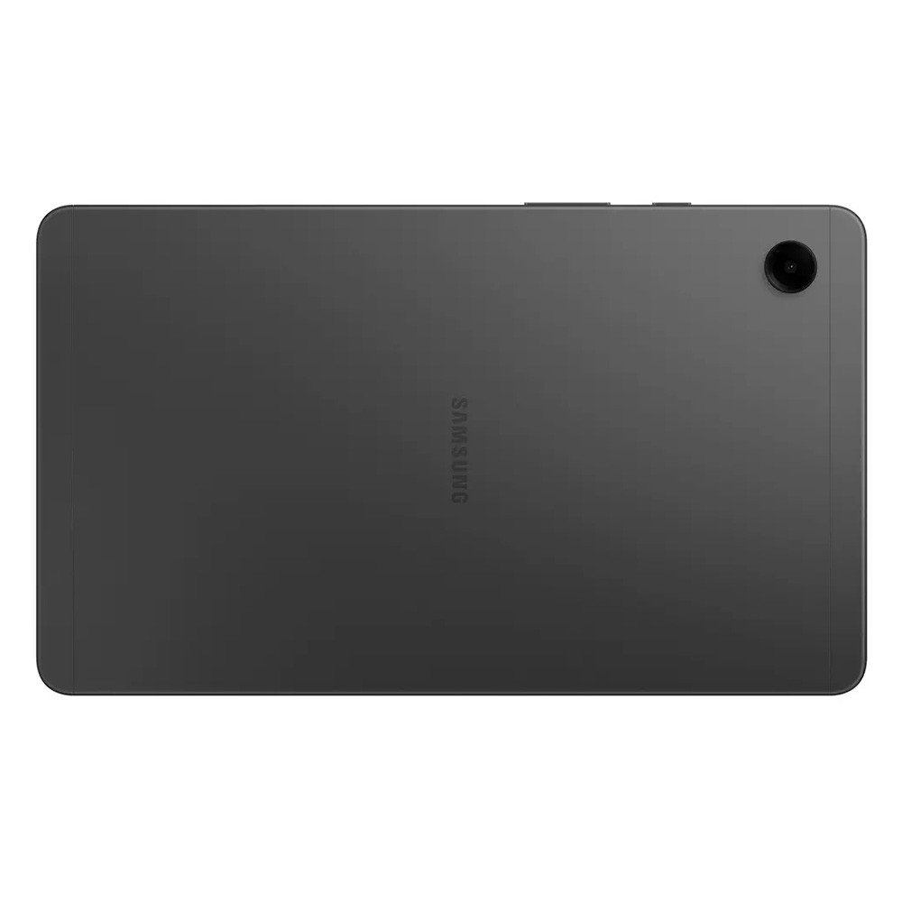 Retro di un tablet Samsung scuro con fotocamera in alto a destra.