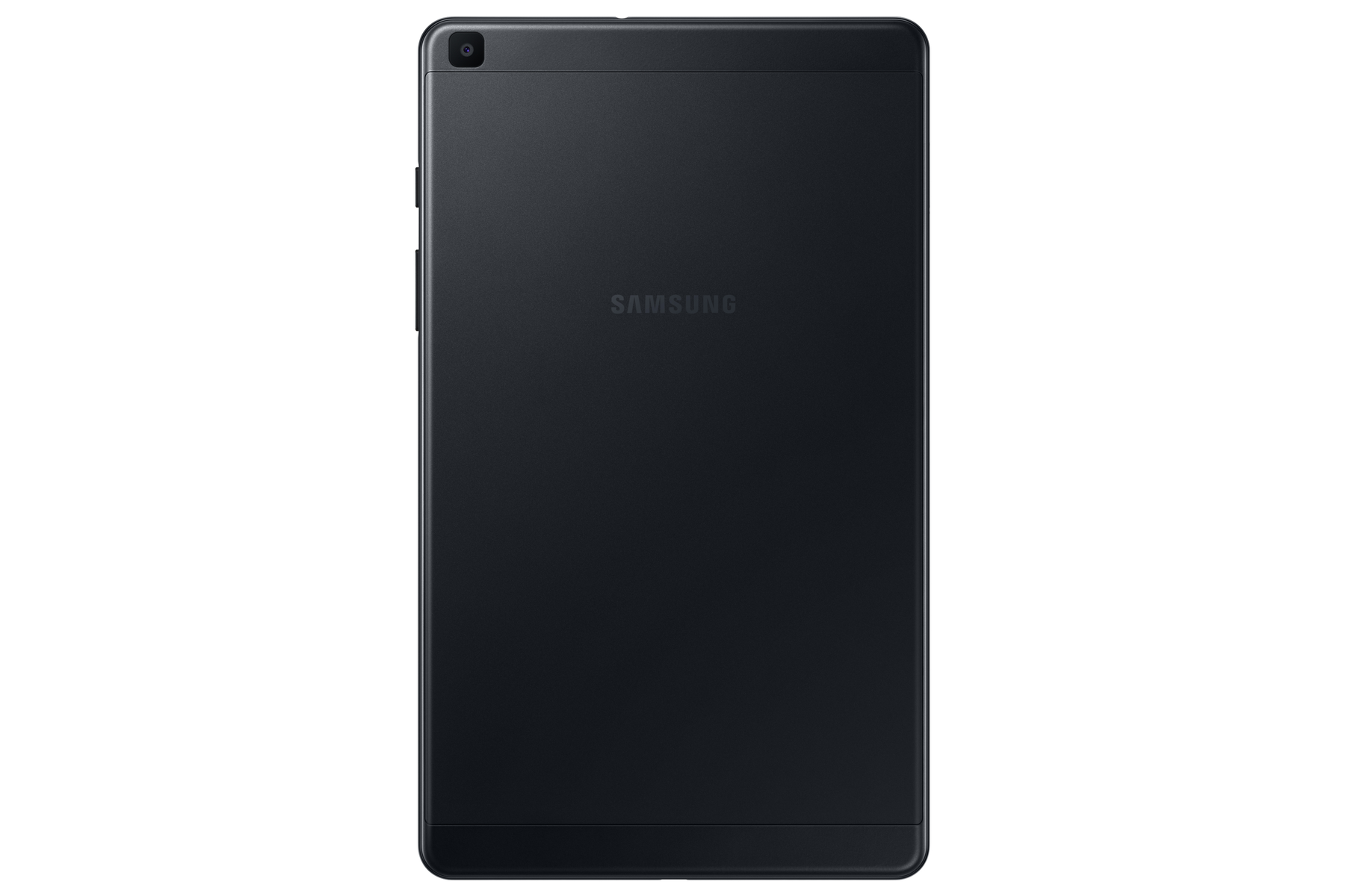Tył czarnego tabletu Samsung z aparatem w lewym górnym rogu.
