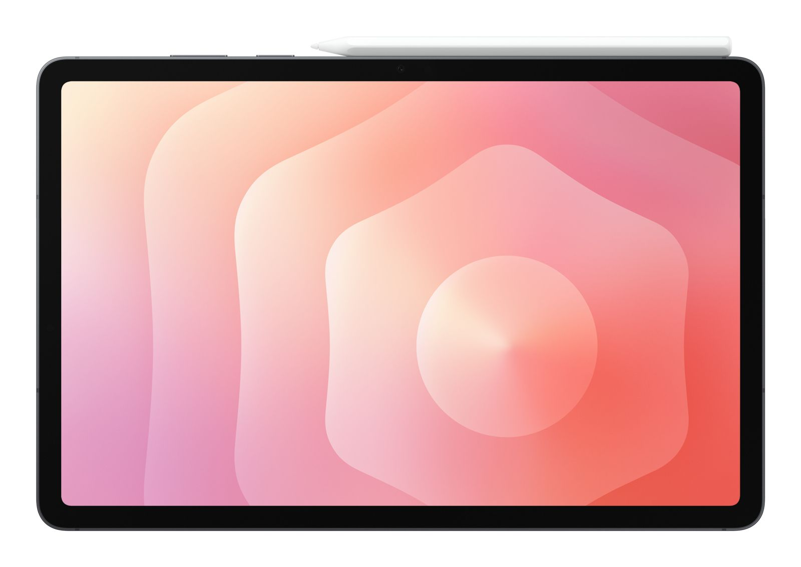 Tablet ze stylusem spoczywa na tle gradientu.