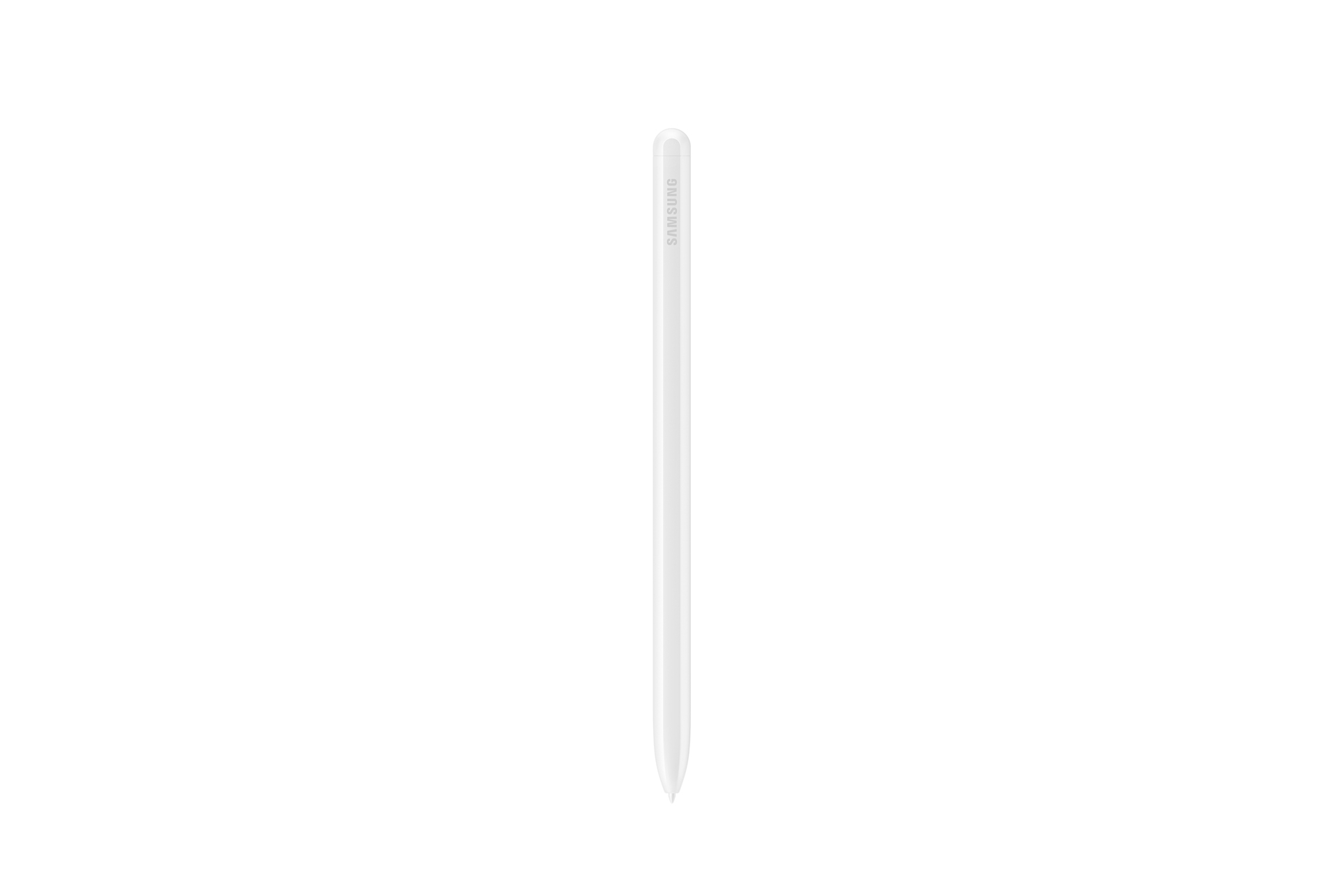 Una S Pen bianca con logo Samsung.