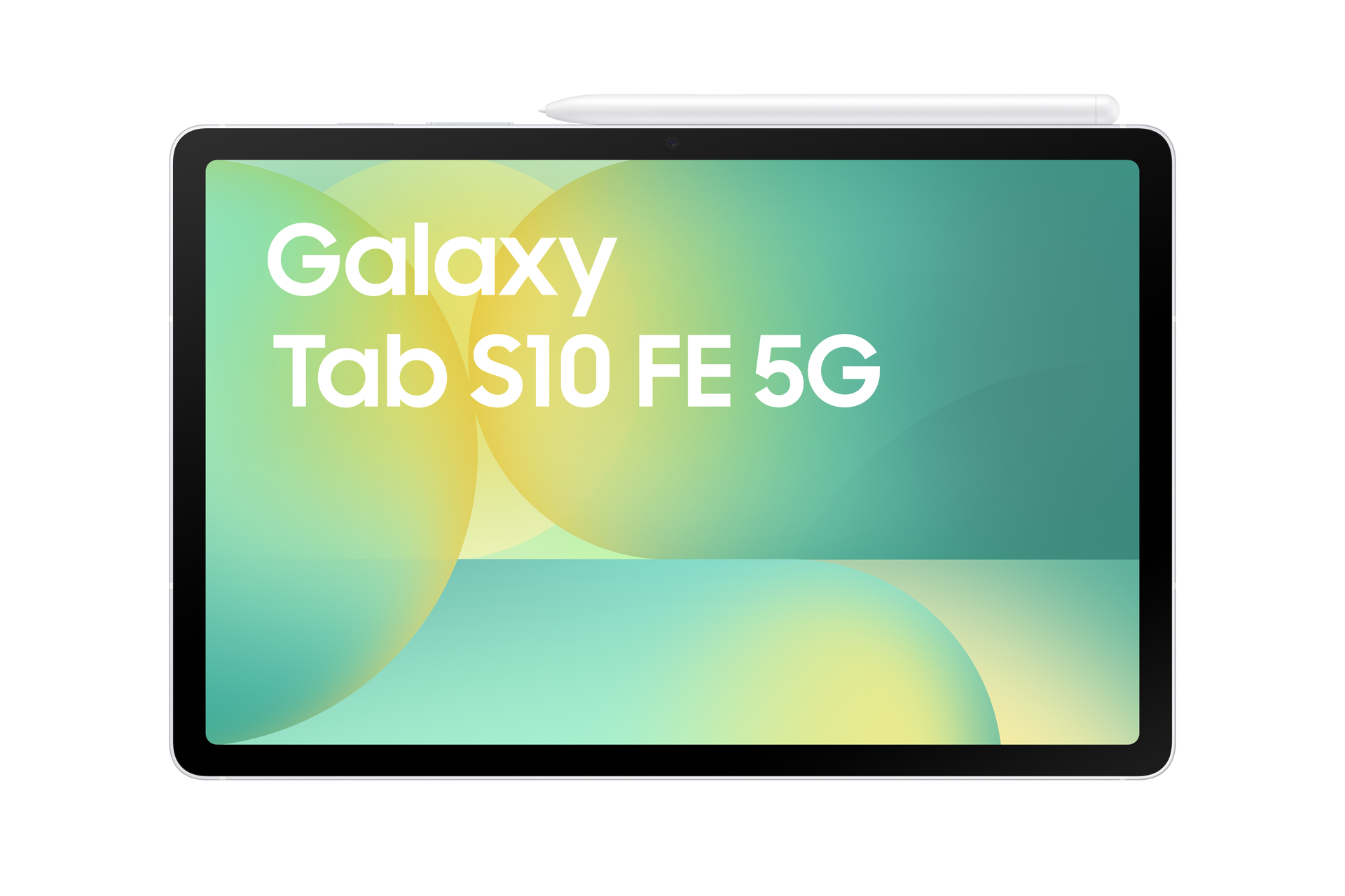 Srebrny rysik spoczywa na czarnym tablecie z napisem Galaxy Tab S10 FE 5G.