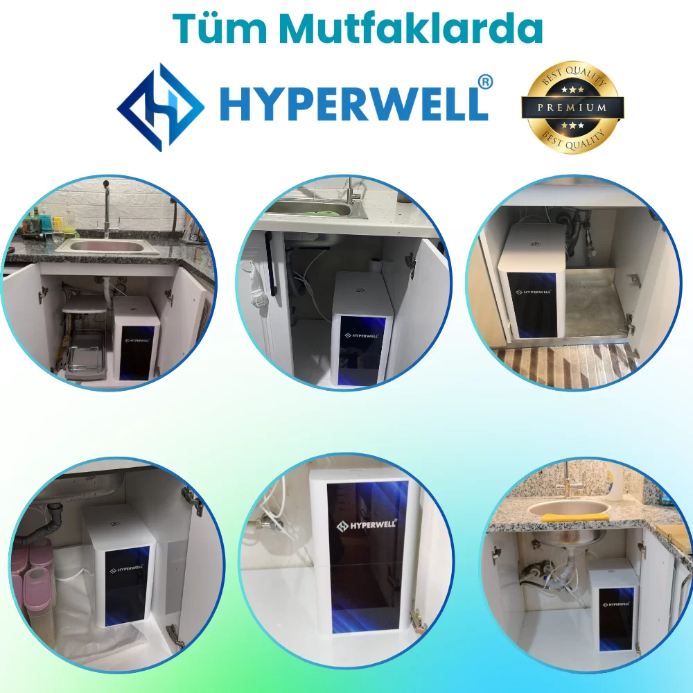HYPERWELL su filtresi çeşitli lavaboların altına monte edilmiştir.