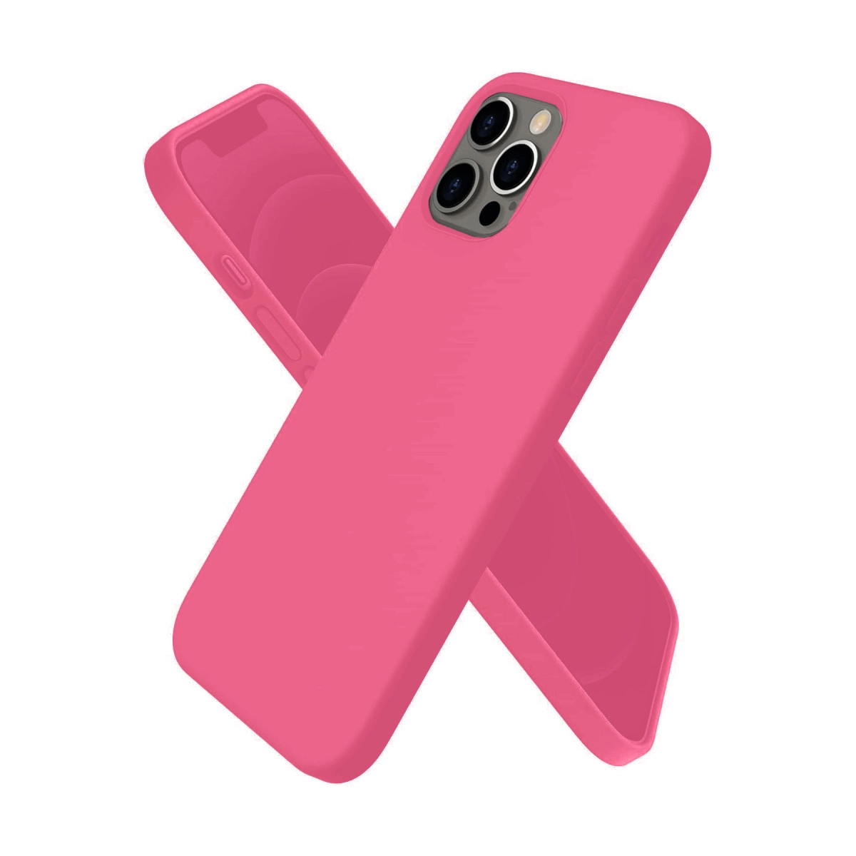 X şekli oluşturan iki pembe telefon kılıfı.