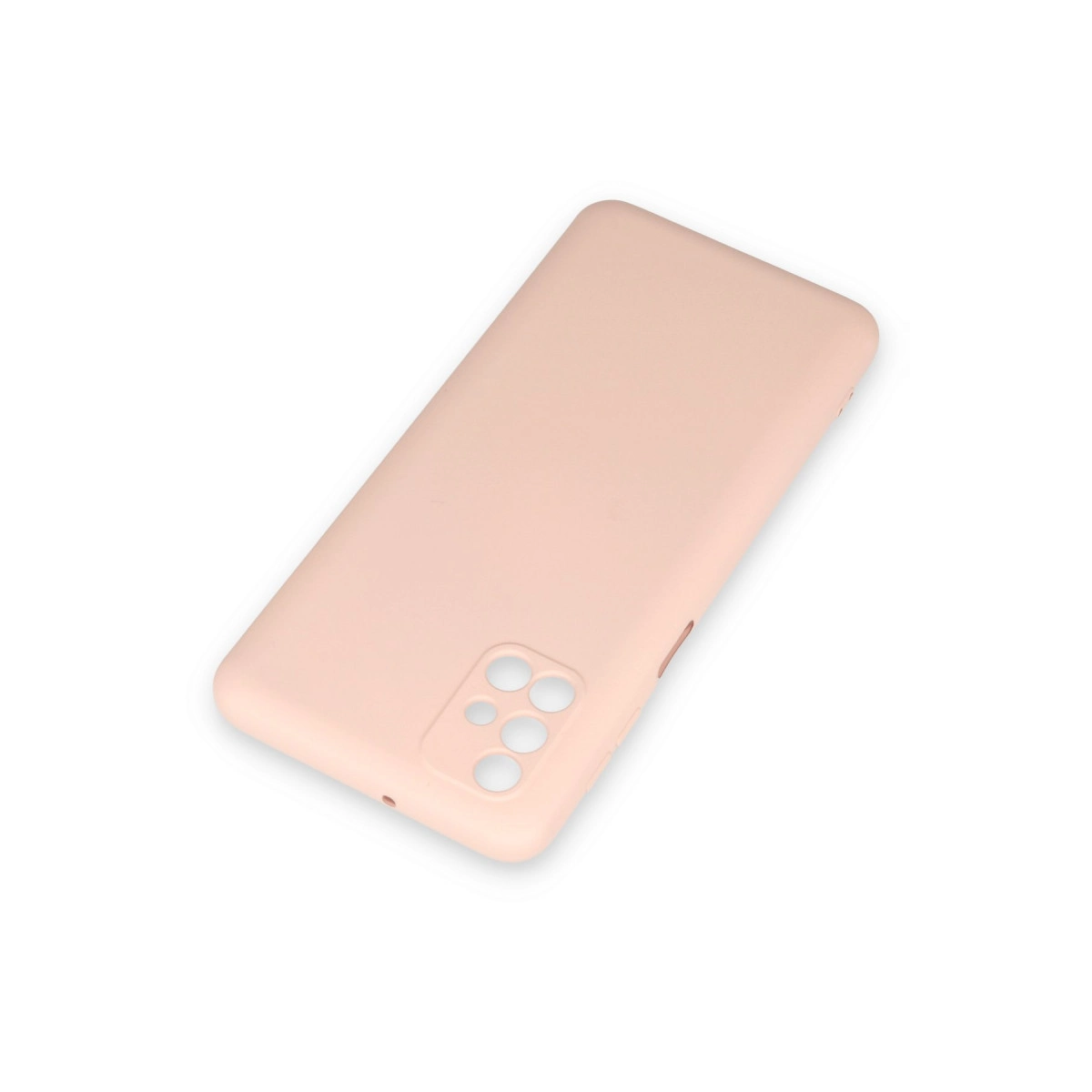 Kamera için kesikleri olan soluk pembe telefon kılıfı.