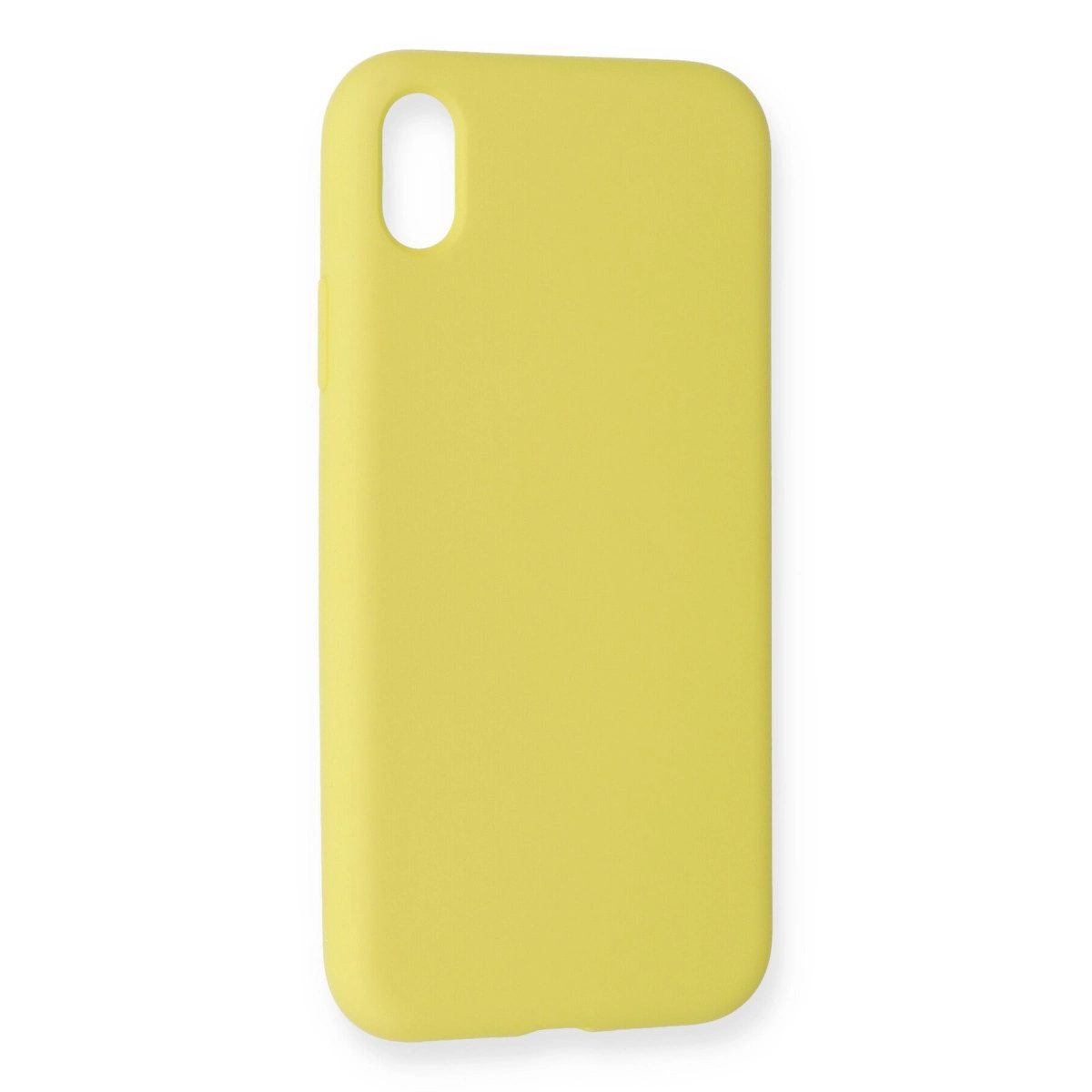 Kamera kesimli sarı iPhone kılıfı, beyazda izole edilmiş.
