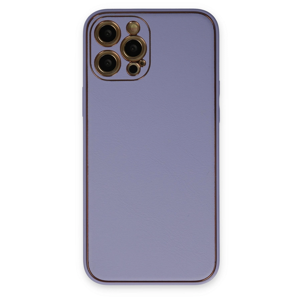 NEWFACE iPhone 12 Pro Max Uyumlu Coco Deri Silikon Telefon Kılıfı Açık Lila