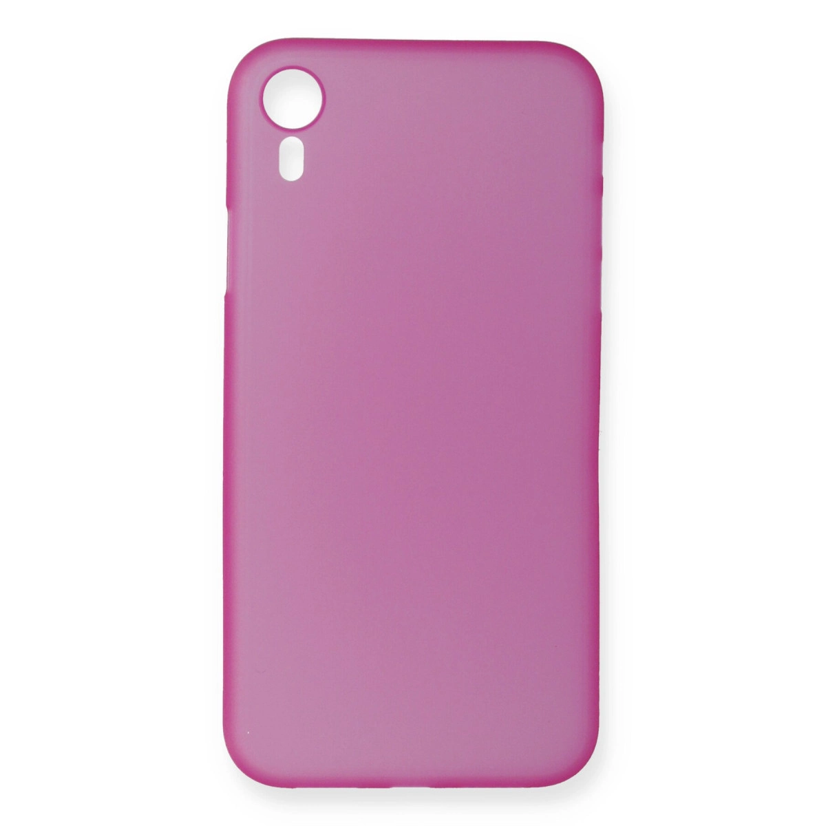Kamera ve flaş için kesiklere sahip düz, mat, pembe telefon kılıfı.