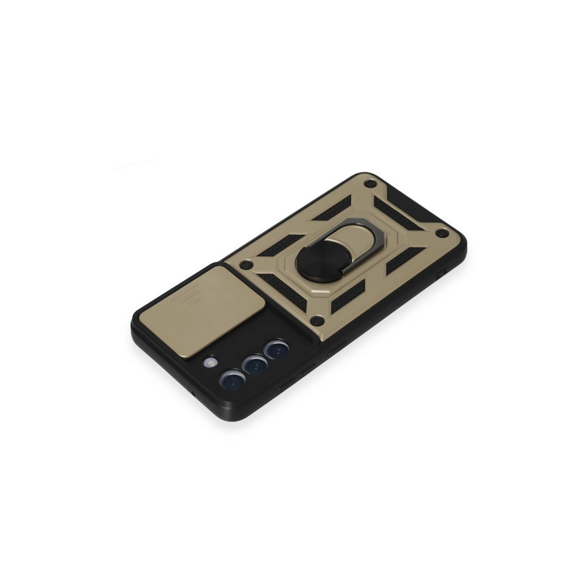 NEWFACE Samsung Galaxy S21 Fe Uyumlu Pars Lens Yüzüklü Silikon Telefon Kılıfı Gold