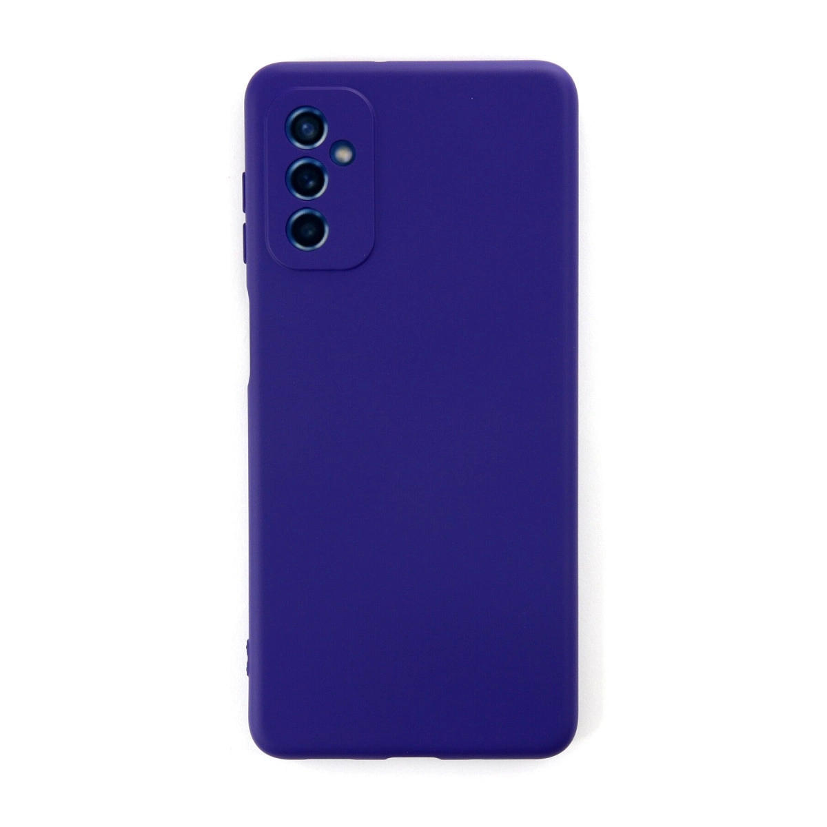 Arkada üçlü kamera kesimli koyu mavi telefon kılıfı.