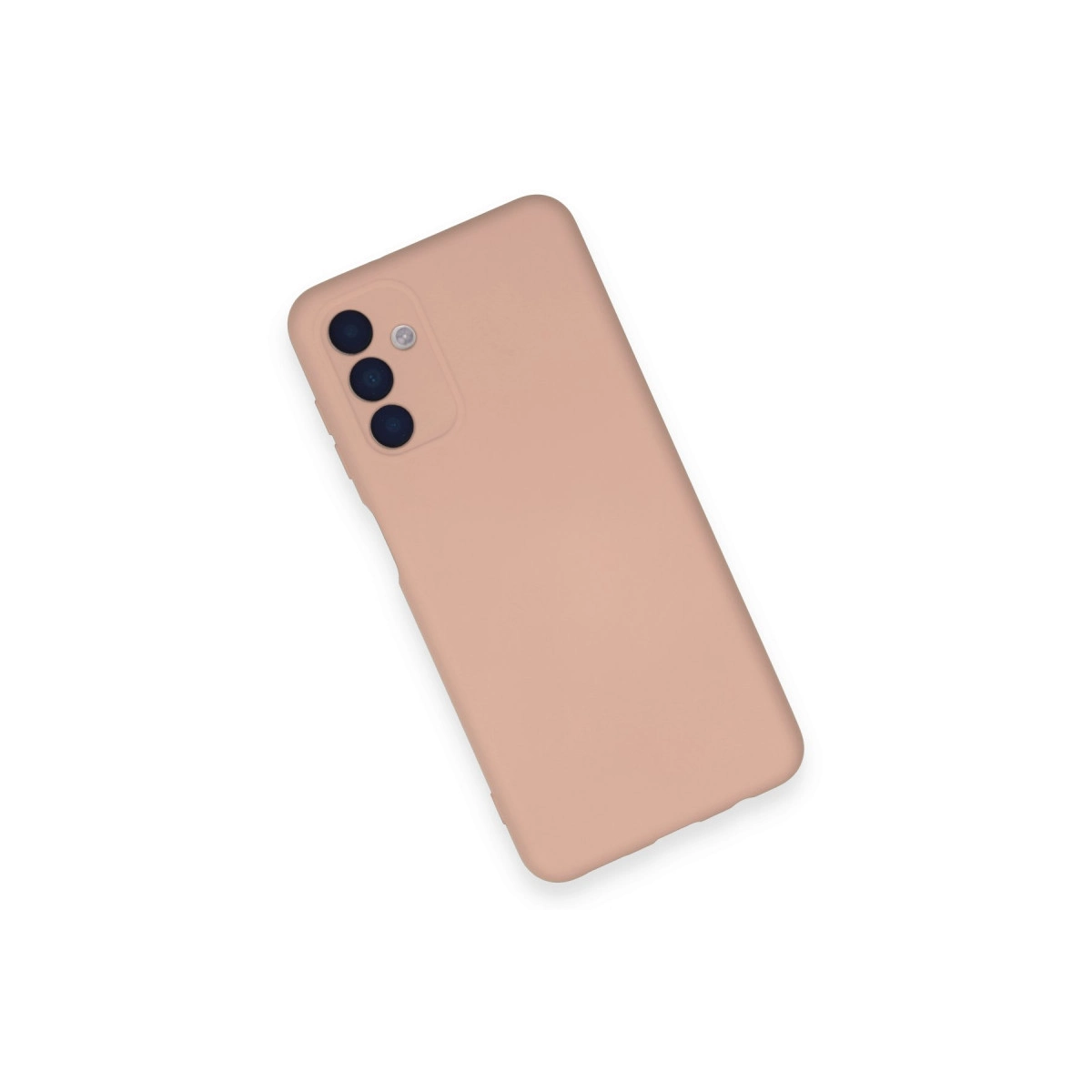 Arkada üç kamerası olan şeftali rengi telefon kılıfı.