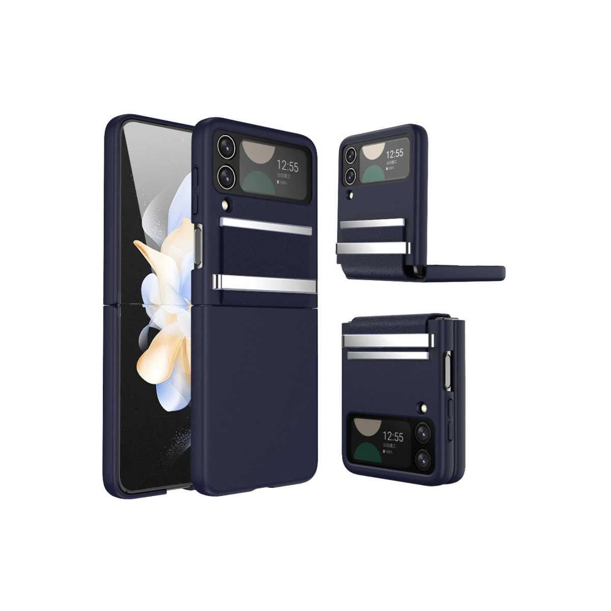 NEWFACE Samsung Galaxy Z Flip 4 Uyumlu Belt Flip Kapak Telefon Kılıfı Lacivert