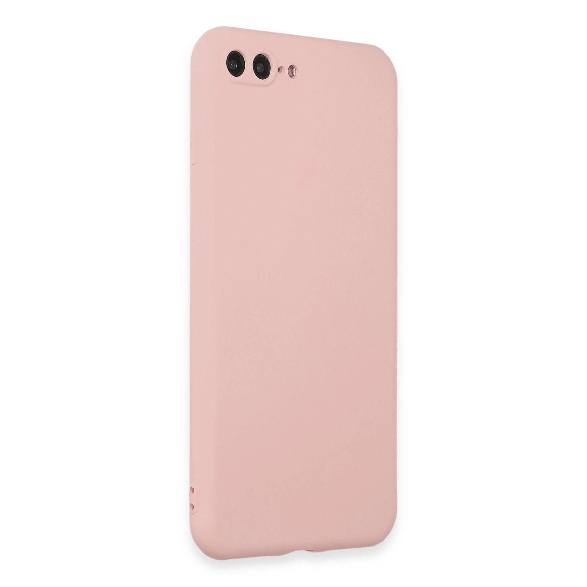 Üstte iki kamera lensi olan pembe telefon kılıfı.