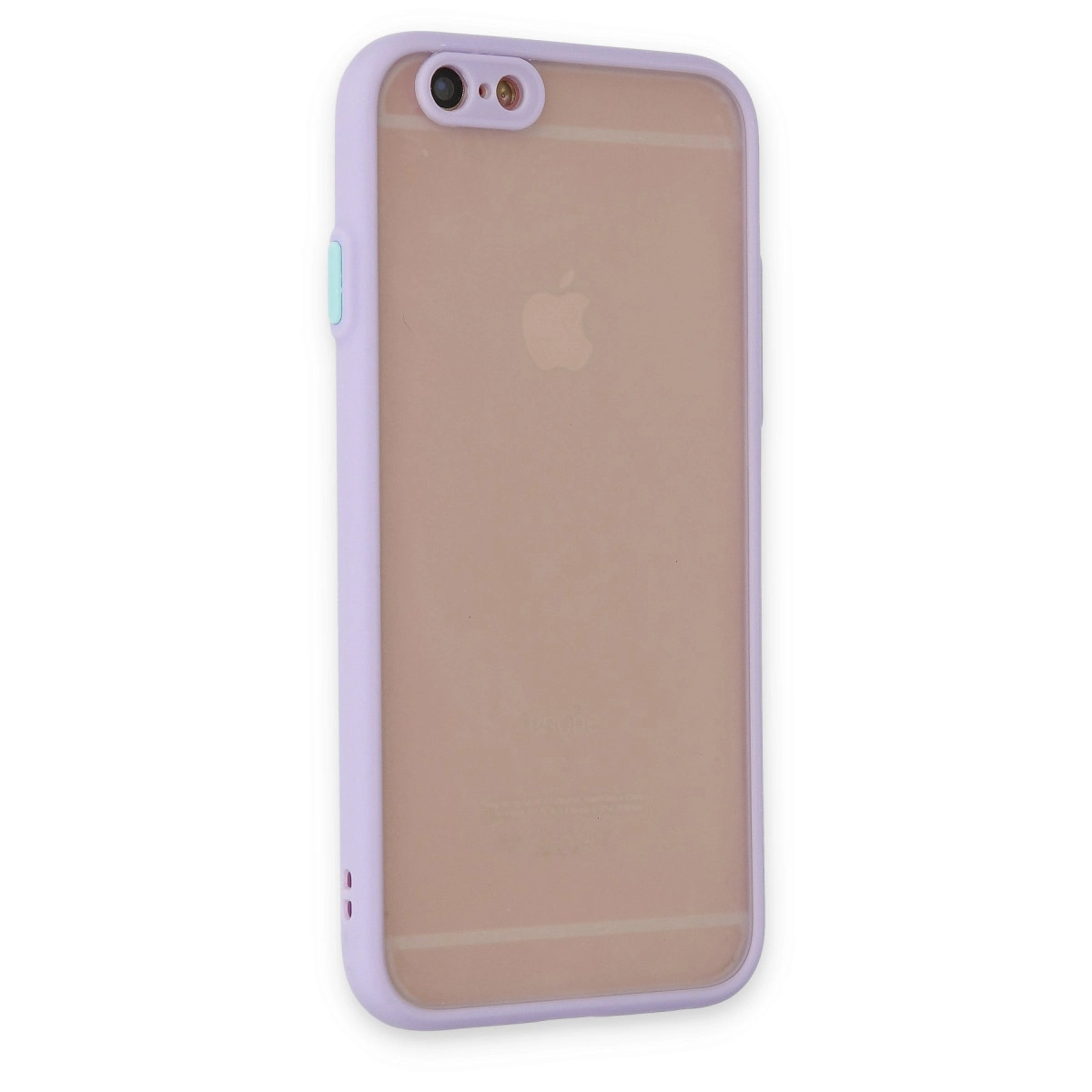 Yarı saydam arkalı mor iPhone kılıfı.