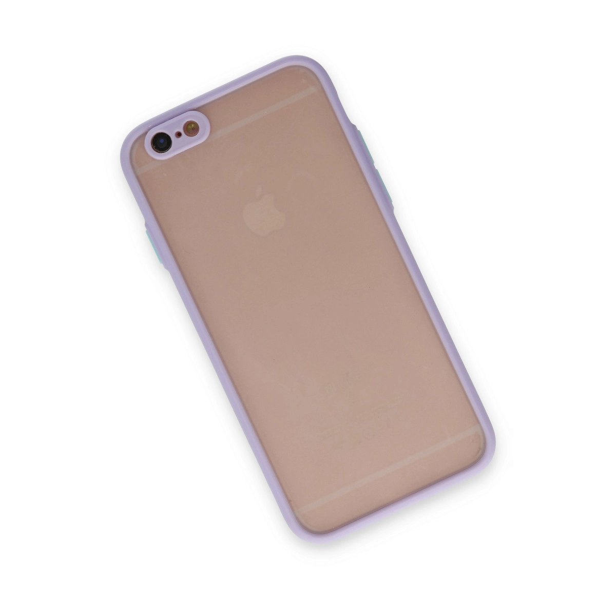 Yarı saydam arkalı mor iPhone kılıfı.