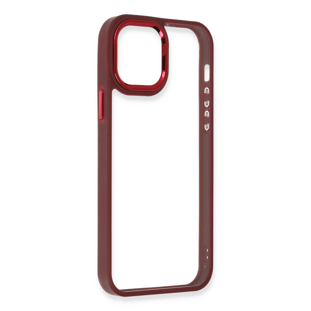 Şeffaf arka planlı koyu kırmızı iPhone kılıf çerçevesi.