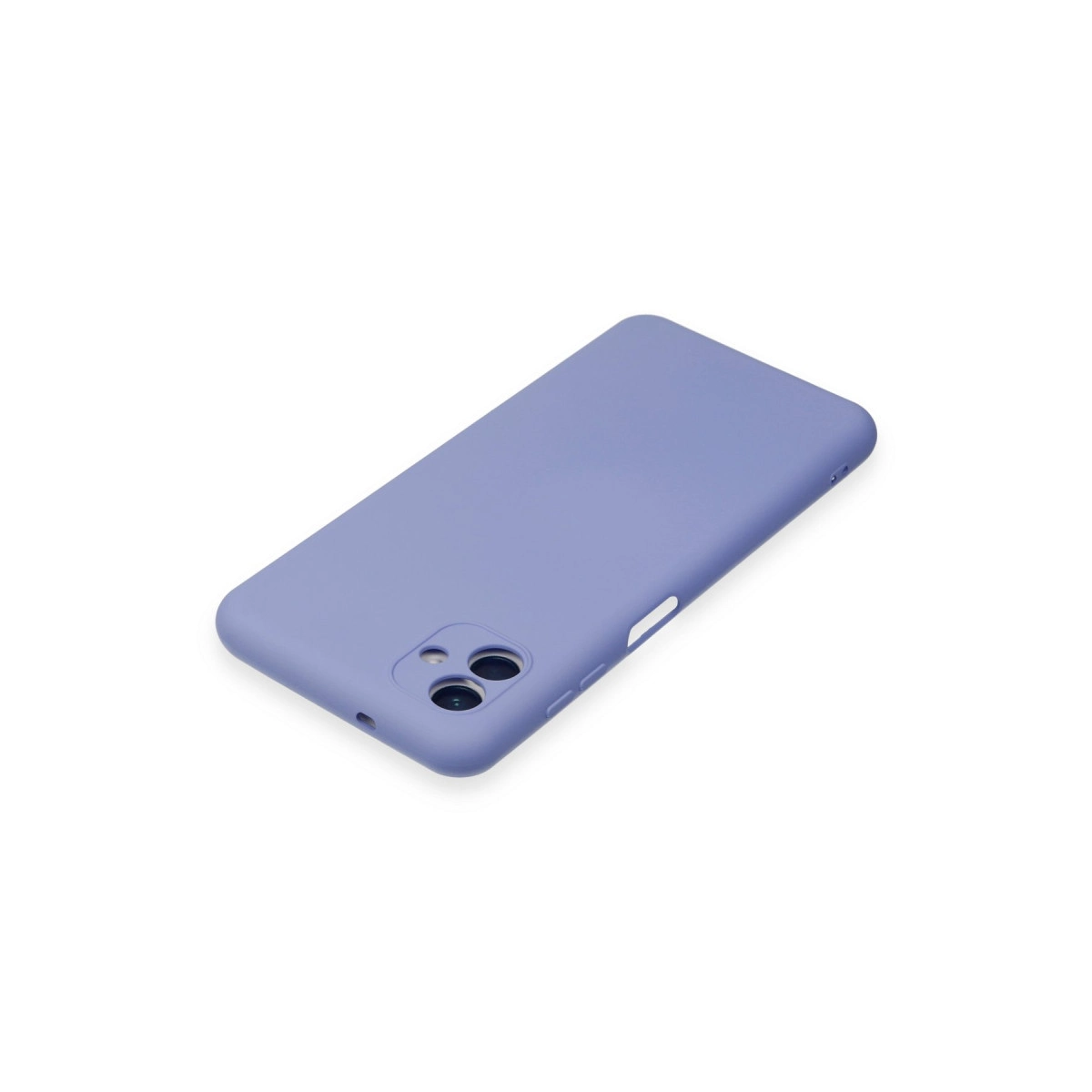 Beyaz arka plan üzerinde lavanta rengi telefon kılıfı.
