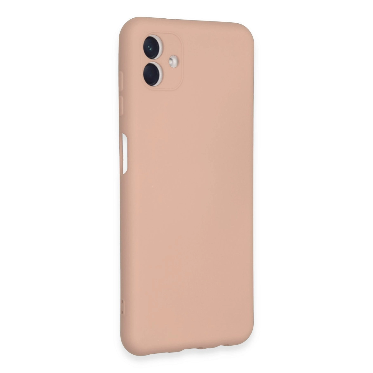 Arkada iki kamerası olan şeftali rengi telefon kılıfı.