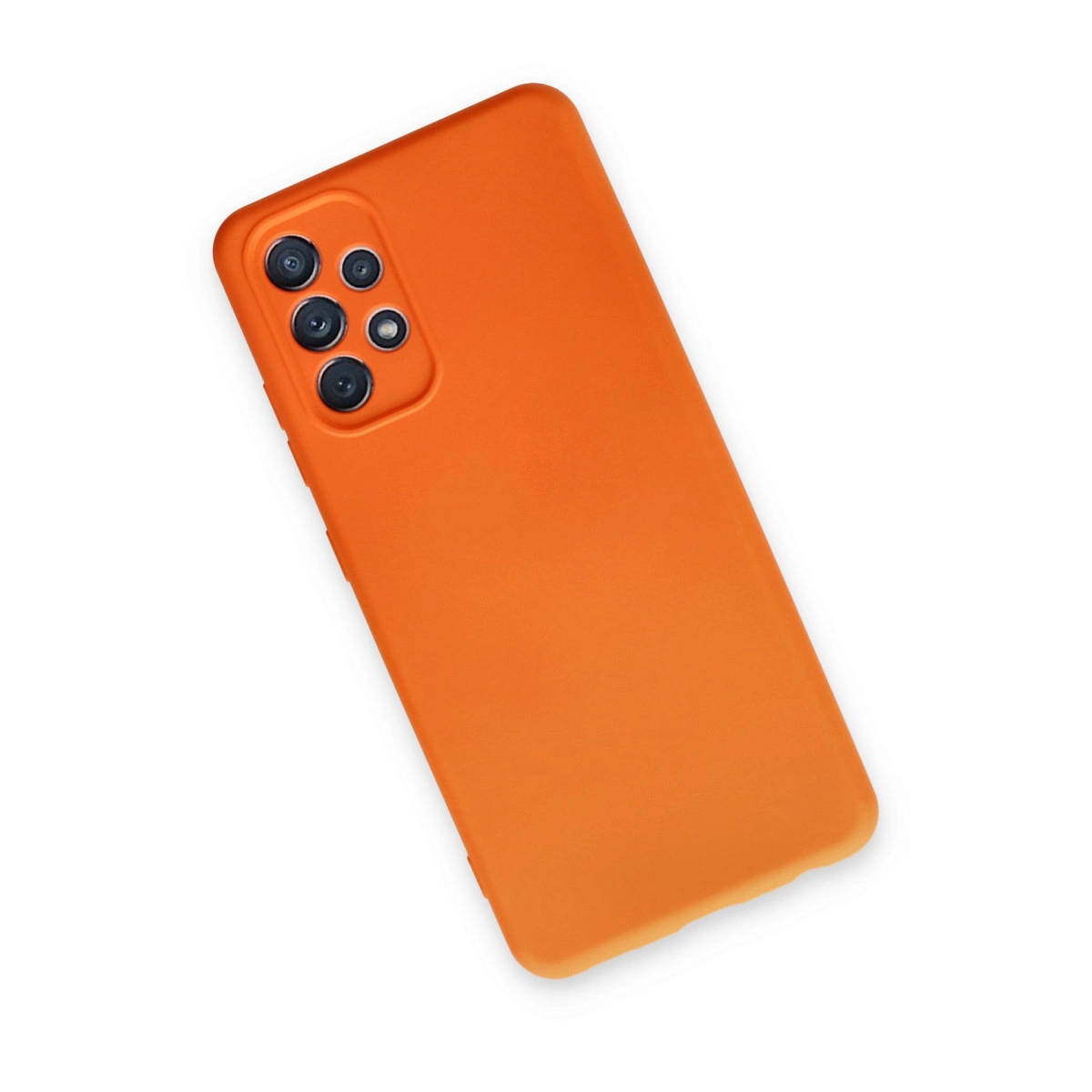 Sol tarafta kamera modülü bulunan turuncu telefon kılıfı.