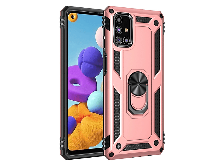 NEWFACE Samsung Galaxy M31s Uyumlu Sofya Yüzüklü Silikon Telefon Kılıfı Rose