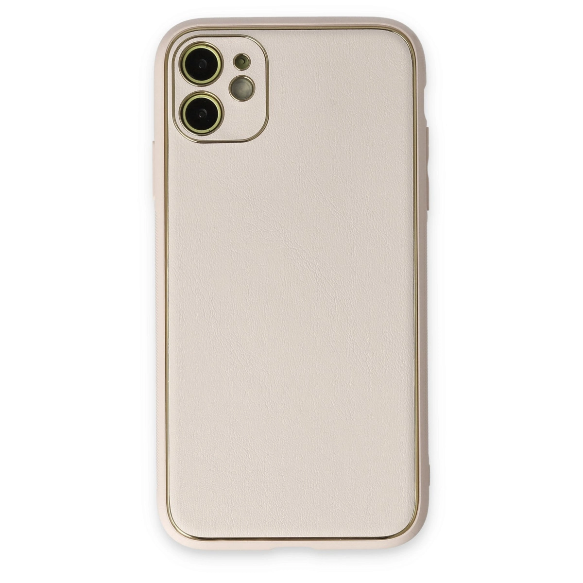 NEWFACE iPhone 12 Uyumlu Coco Deri Silikon Telefon Kılıfı Beyaz