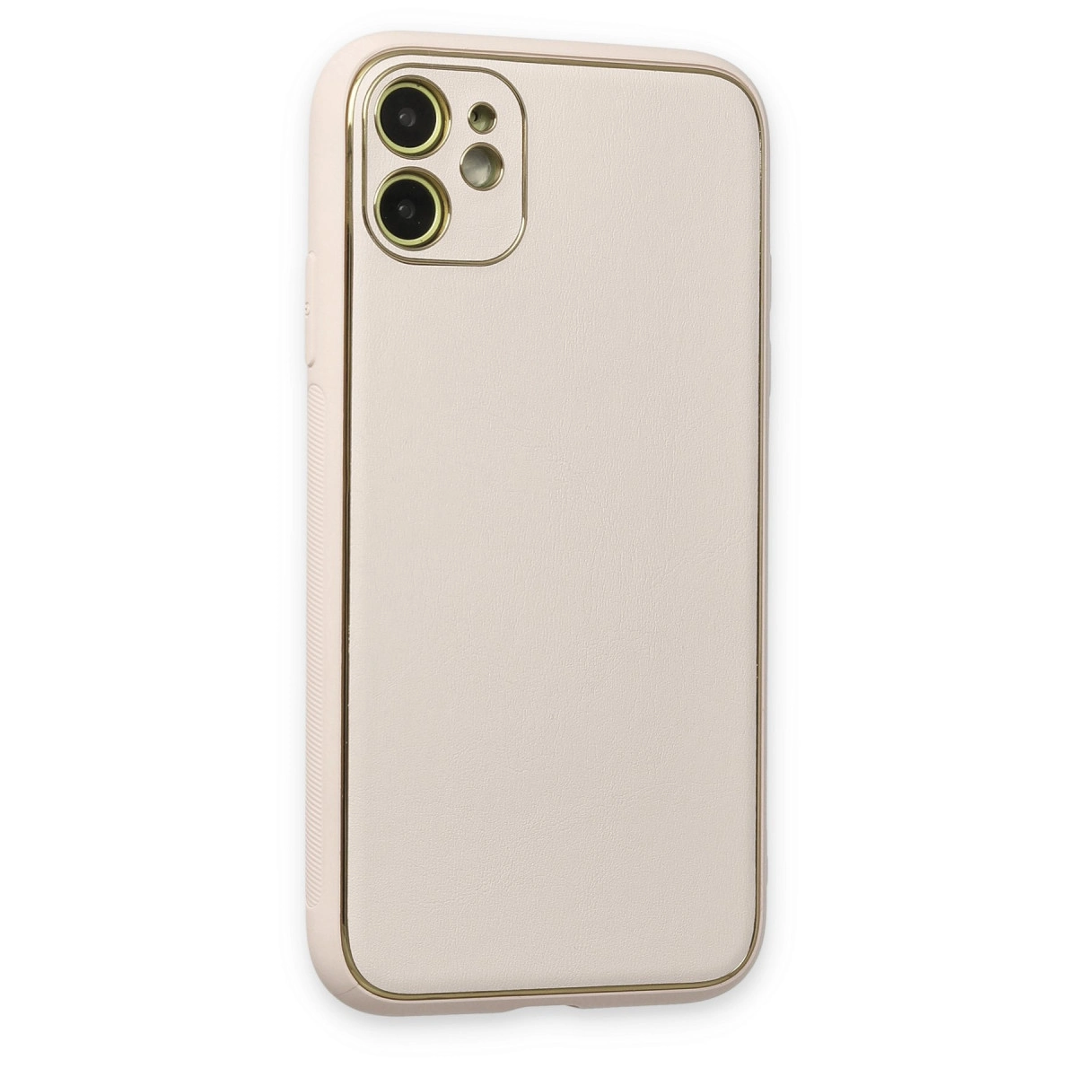 NEWFACE iPhone 12 Uyumlu Coco Deri Silikon Telefon Kılıfı Beyaz