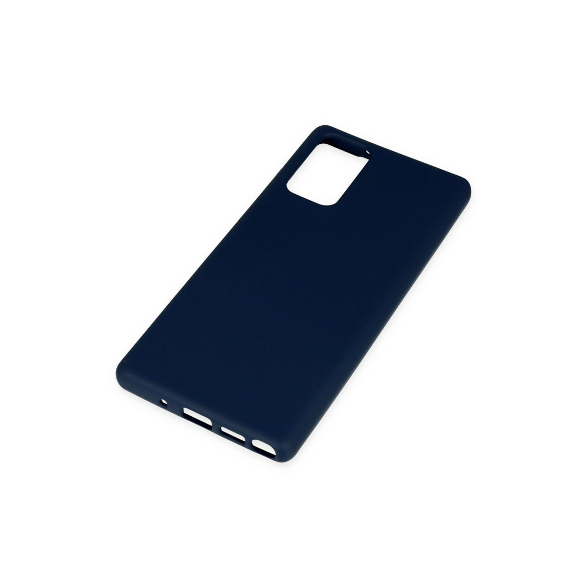 Kamera için dikdörtgen kesimli lacivert telefon kılıfı.
