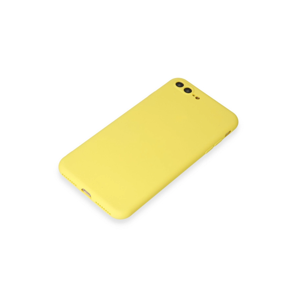 Sarı bir telefon kılıfı beyaz arka plan üzerinde duruyor.