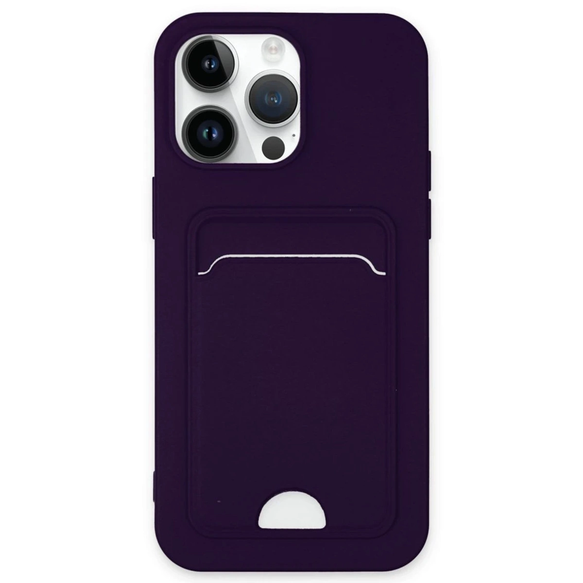 NEWFACE iPhone 14 Pro Uyumlu Kelvin Kartvizitli Silikon Telefon Kılıfı Derin Mor