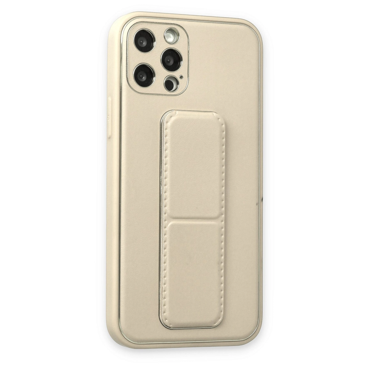 NEWFACE iPhone 12 Pro Uyumlu Coco Deri Standlı Telefon Kılıfı Beyaz