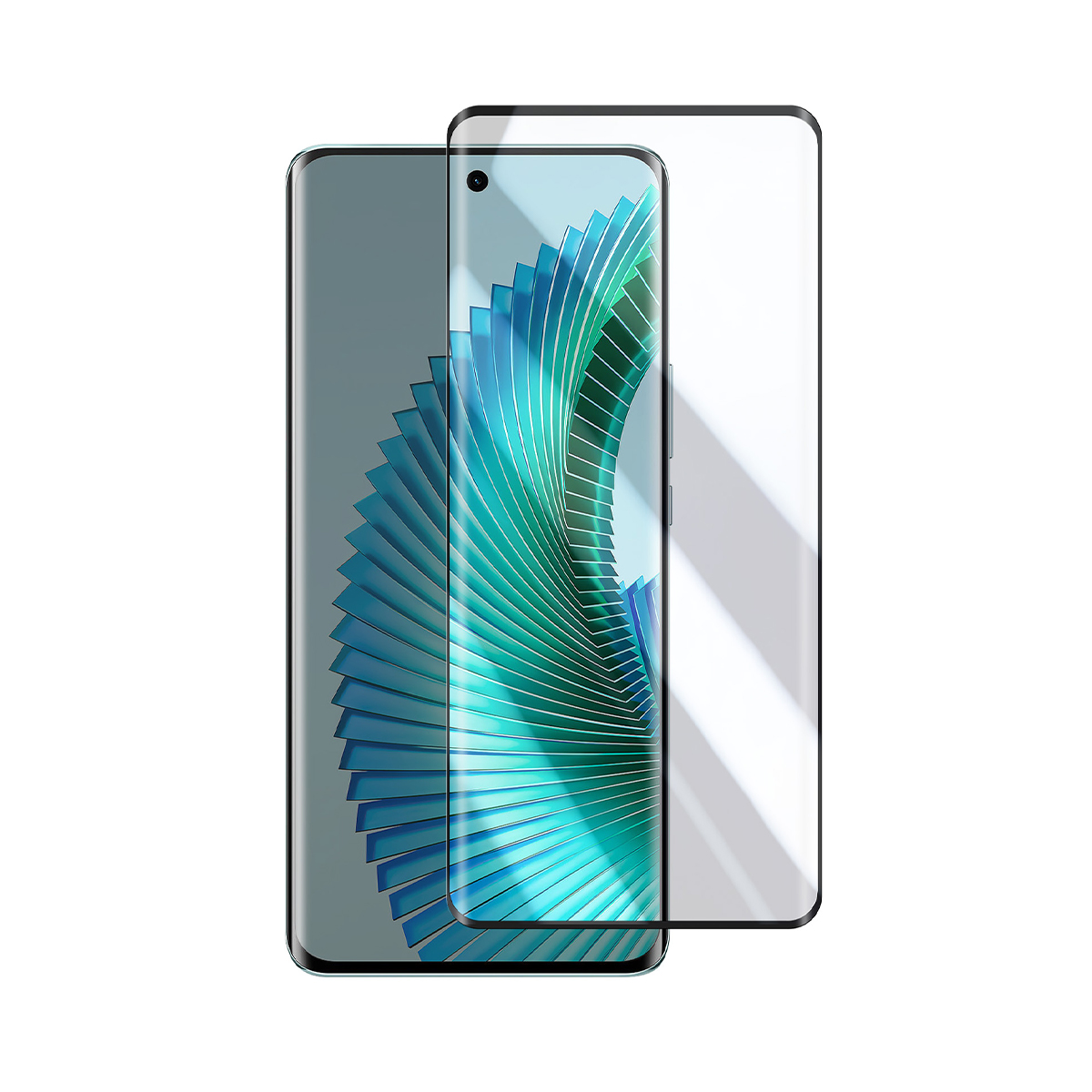 Un smartphone avec un écran incurvé et un protecteur d'écran.