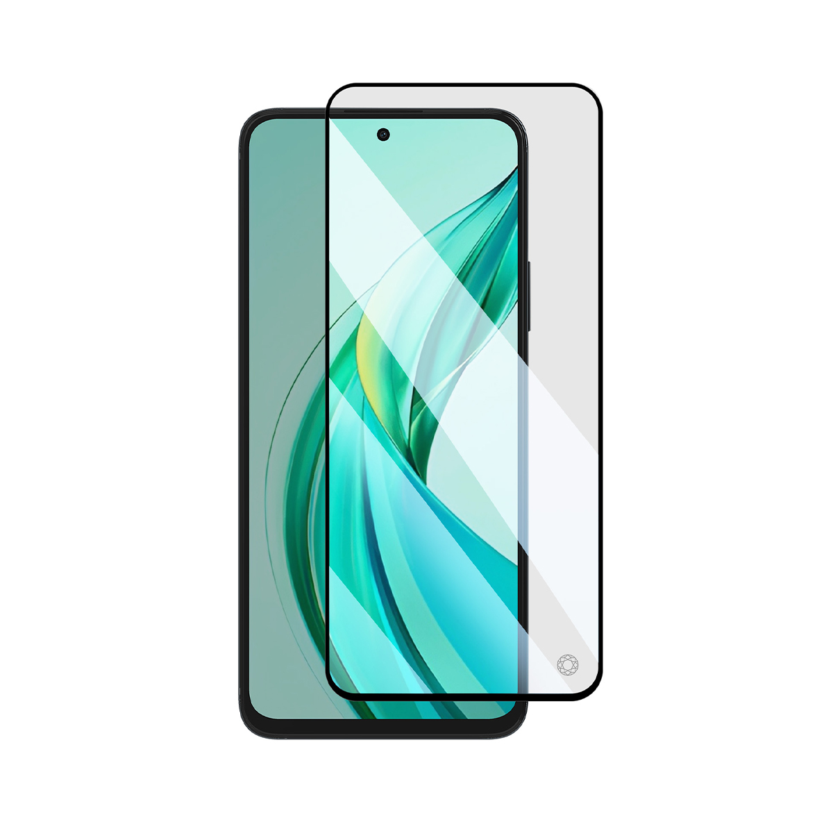 Un smartphone avec un protecteur d'écran appliqué sur le devant.