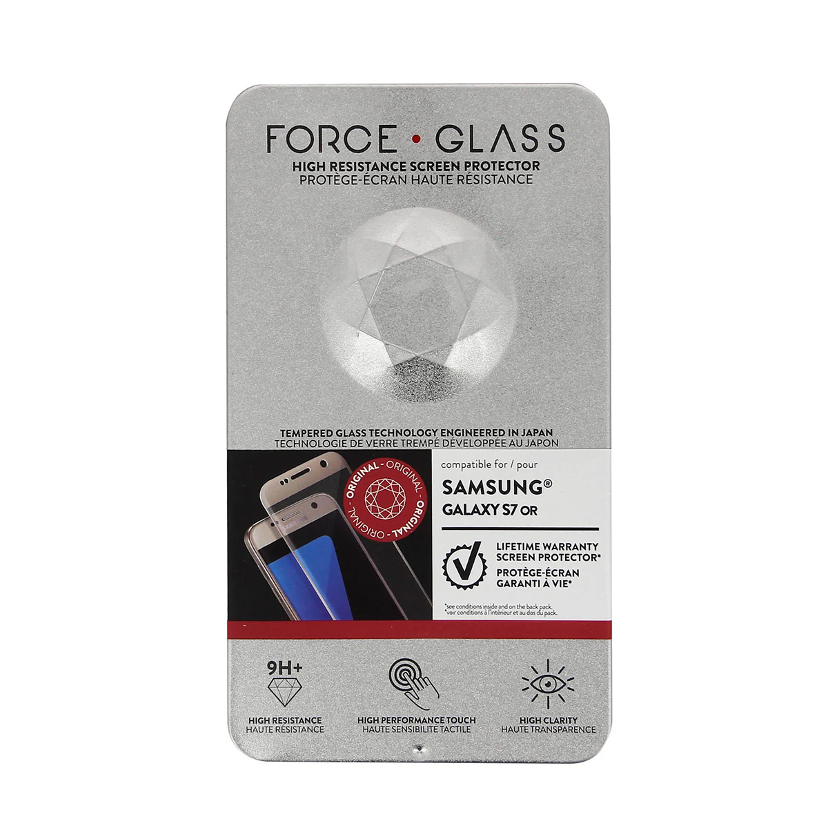 Protezione schermo Force Glass per Samsung Galaxy S7. Durezza 9H+, touch, chiarezza.