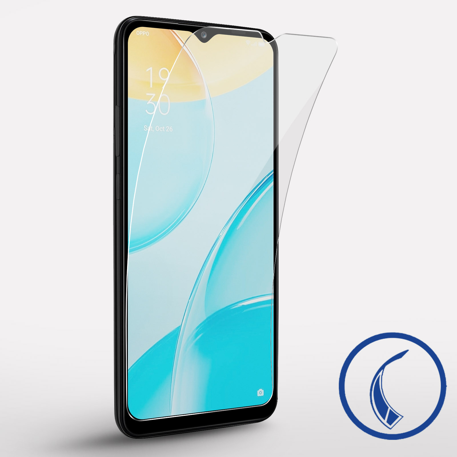 Uno smartphone con una pellicola protettiva che si piega sul display.