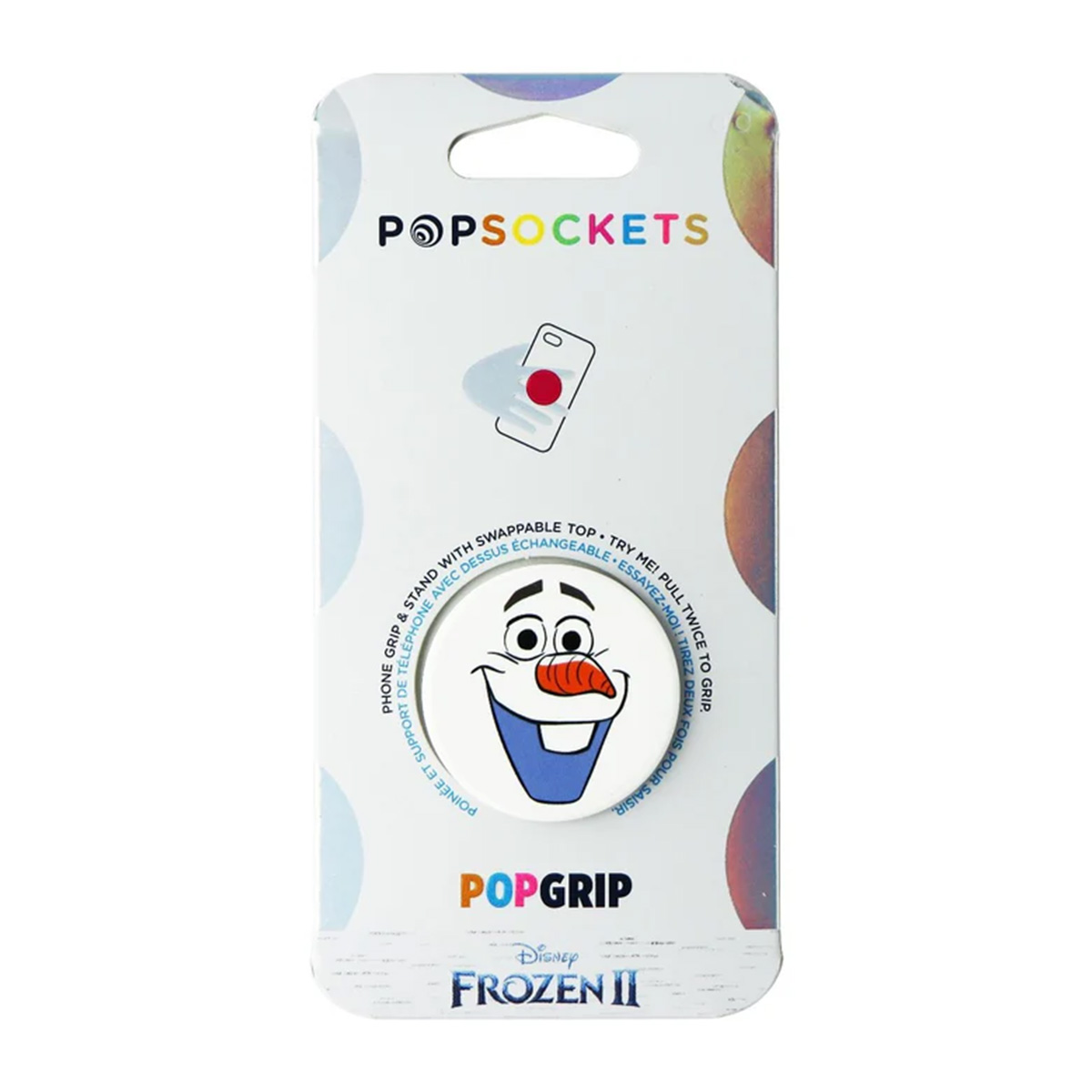 Popsocket con Olaf de Frozen 2, empaquetado y listo para la venta.